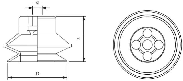 Bellow Vacuum Cups 1,5 folds, Ø20-Ø40  Convum Compatible