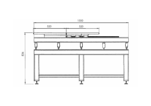 Mould table with smooth plates for magnetic brackets - 1,5 to 3T